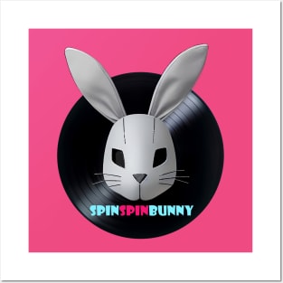 SpinSpinBunny Bunny Record Logo with Text Posters and Art